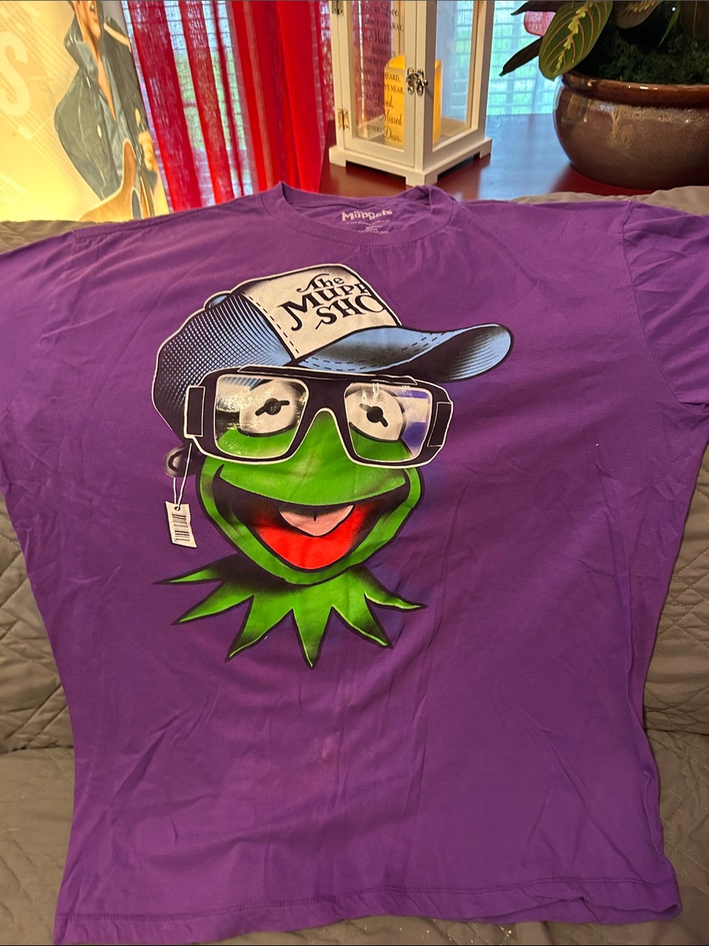 The Muppet Shop Men's Purple Kermit Graphic Tee